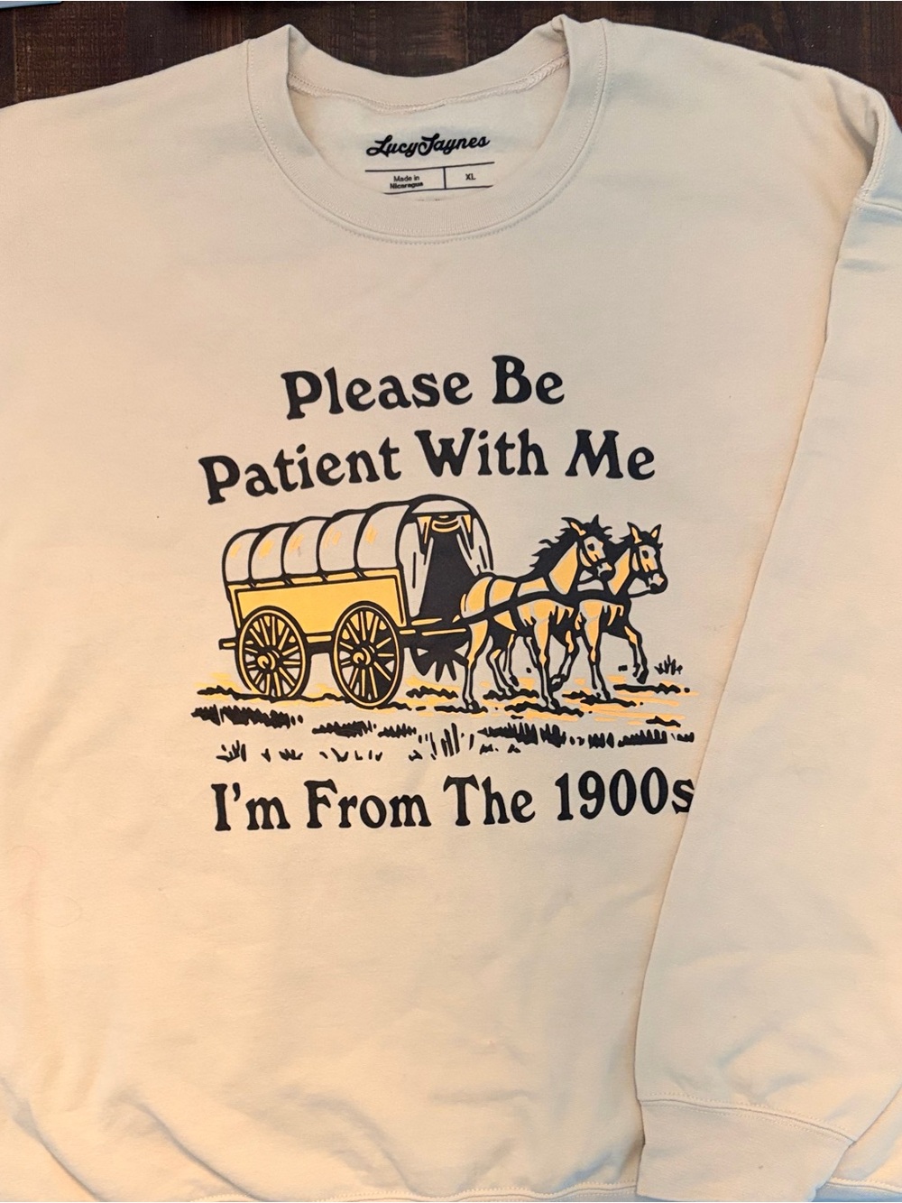 Lucy Jaynes 'Please Be Patient With Me' Graphic Sweatshirt - Cream